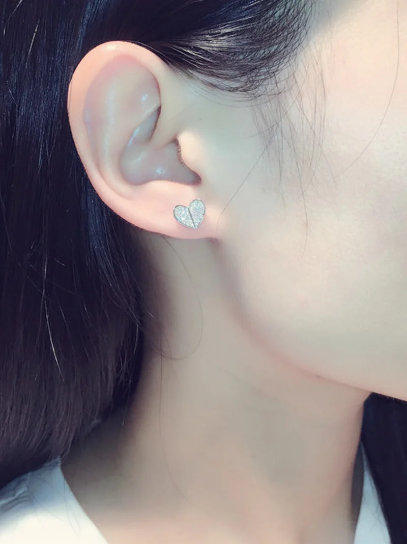 Милые сердцу Bling CZ камень циркон S925 стерлингового серебра Цвет серьги со шпилькой