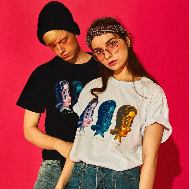 Мужская футболка с принтом Funny Eyes on You, футболки в стиле хип-хоп, уличная одежда, летние хлопковые футболки с коротким рукавом, футболки черного и белого цвета