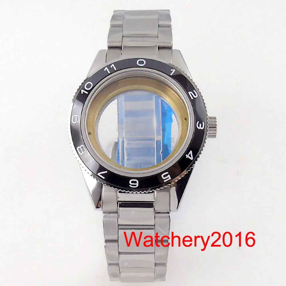 41mm 10ATM Waterproof Ceramic Bezel Sapphire Glass Steel Watch Case fit NH35 NH36 Miyota 8215 ETA 2836 Automatic Movement Watch