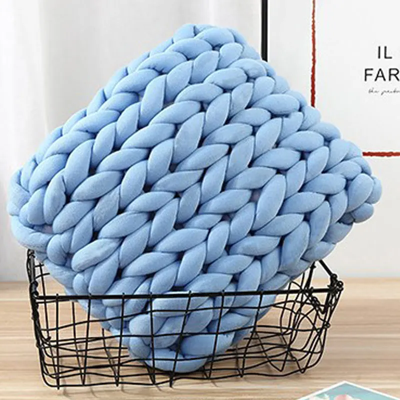 Супер объемная ручная вязка Шерсть-ровинг вязаное одеяло Толстая шерстяная