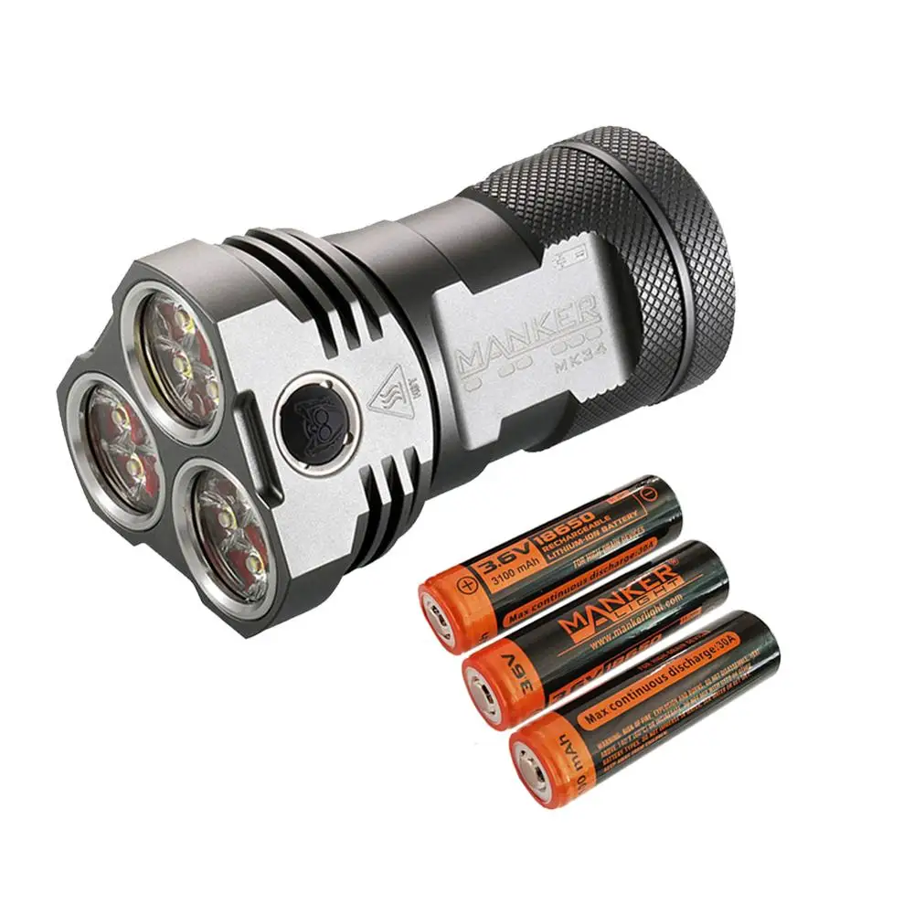 Светодиодный фонарик Manker MK34 8000 люмен 12x Cree XPG3 / 6500LM Nichia 219C LED + 3x High Drain 3100 мАч 18650