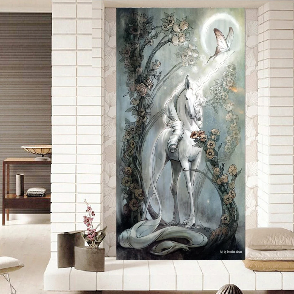 

Алмазная 5d картина с изображением единорога, бабочки, фантазия, сделай сам, полная круглая мозаика, вышивка, сказочный мир, пейзаж, рождестве...