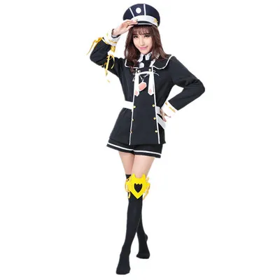 

Высокое качество аниме K Neko Прохладный Mlitary армейская форма для женщин шапка костюм для косплея + с матросским воротником топ и шорты