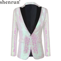 shenrun pink colorful sequin men blazers slim fit stage dress costumes singer drummer host groom jacket party prom nicht club