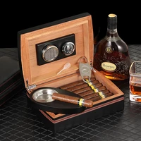 galiner cedar wood cigar humidor box travel ashtray cutter cigar case set with hygrometer humidifier humidor fit 30 cigar