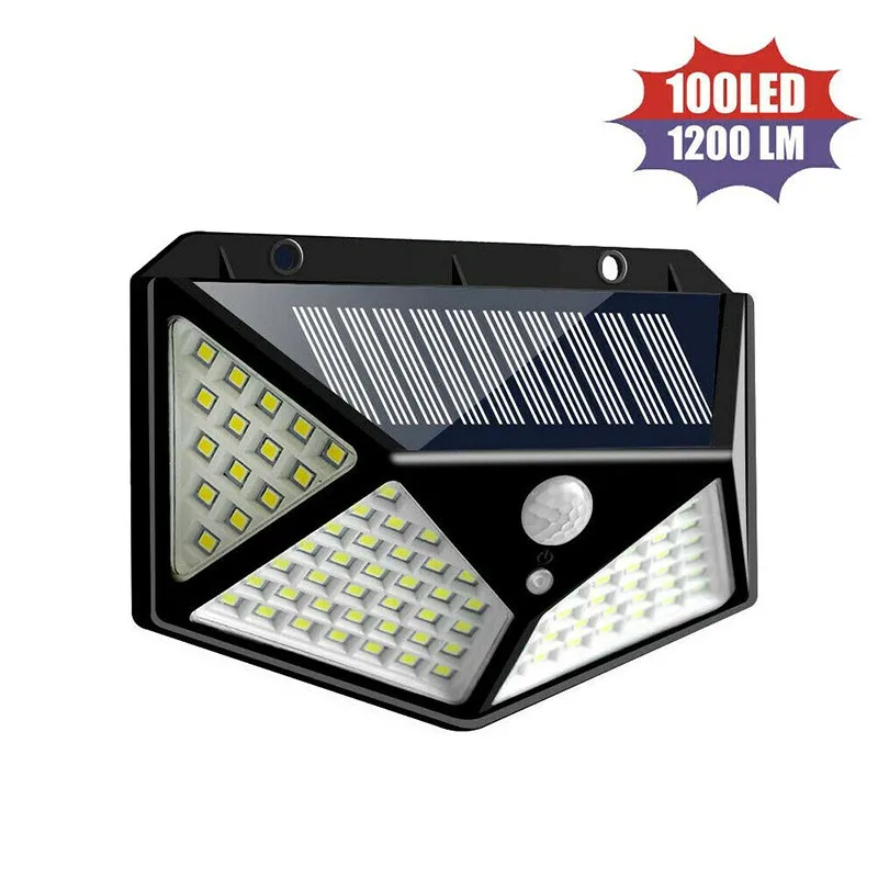 

100 LED Solar Power PIR Motion Sensor Wall Light Waterproof IP65 Human Body Induction Lamps Outdoor Lolar Light 270 Degree Light