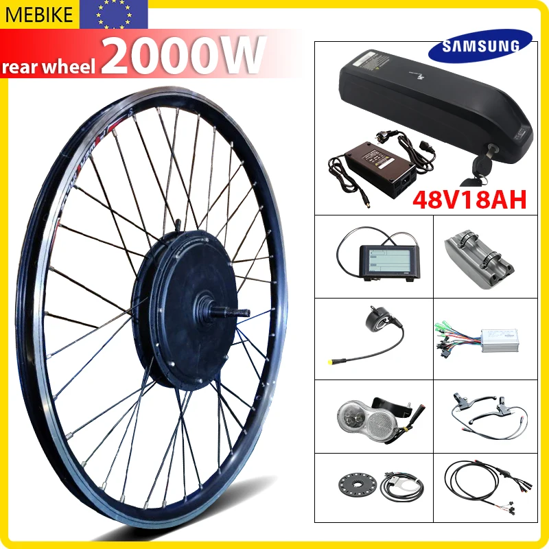 Kaufen 2000W Hinten Rad DIY Ebike Conversion Kit Ausgerichtet Hub Motor 20-29 Zoll Elektrische Bike Conversion Kit Hailong Batterie Freies Verschiffen