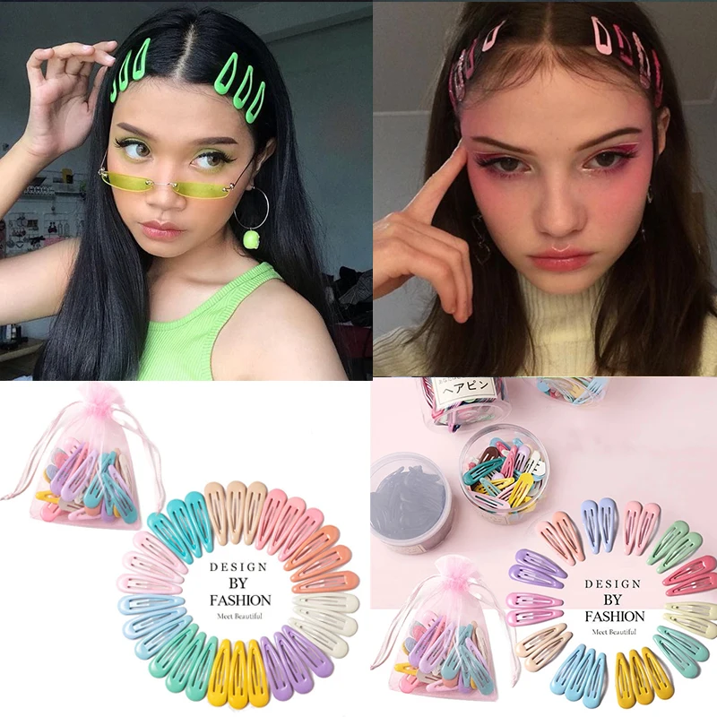 

10/20/30/40 New Girls Women Cute Colorful Waterdrop Shape Hairpins Sweet Hair Clips Barrettes Slid Clip Fashion Hair Accessories