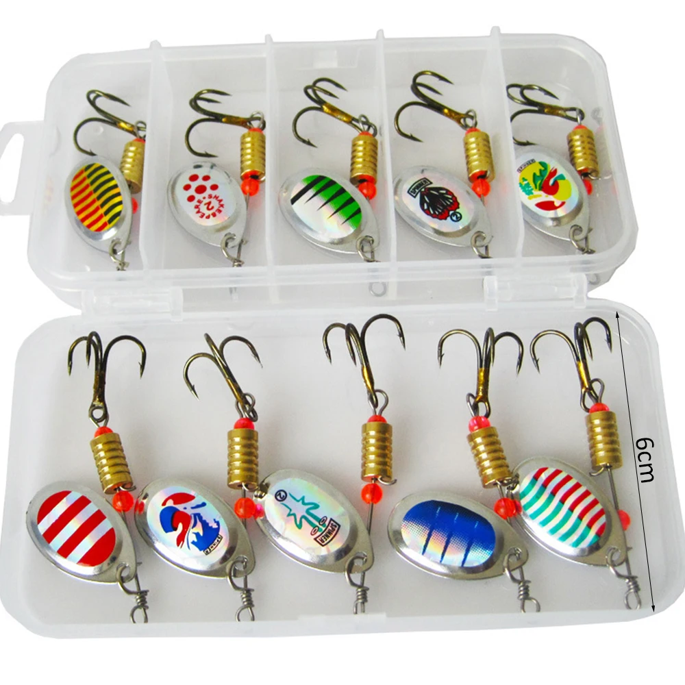 

10pcs/Box Lures Fishing Bait Set Rotary Sequins Hand Crank Composite Sequins Fishing Tackle Accessories Bionic Bait