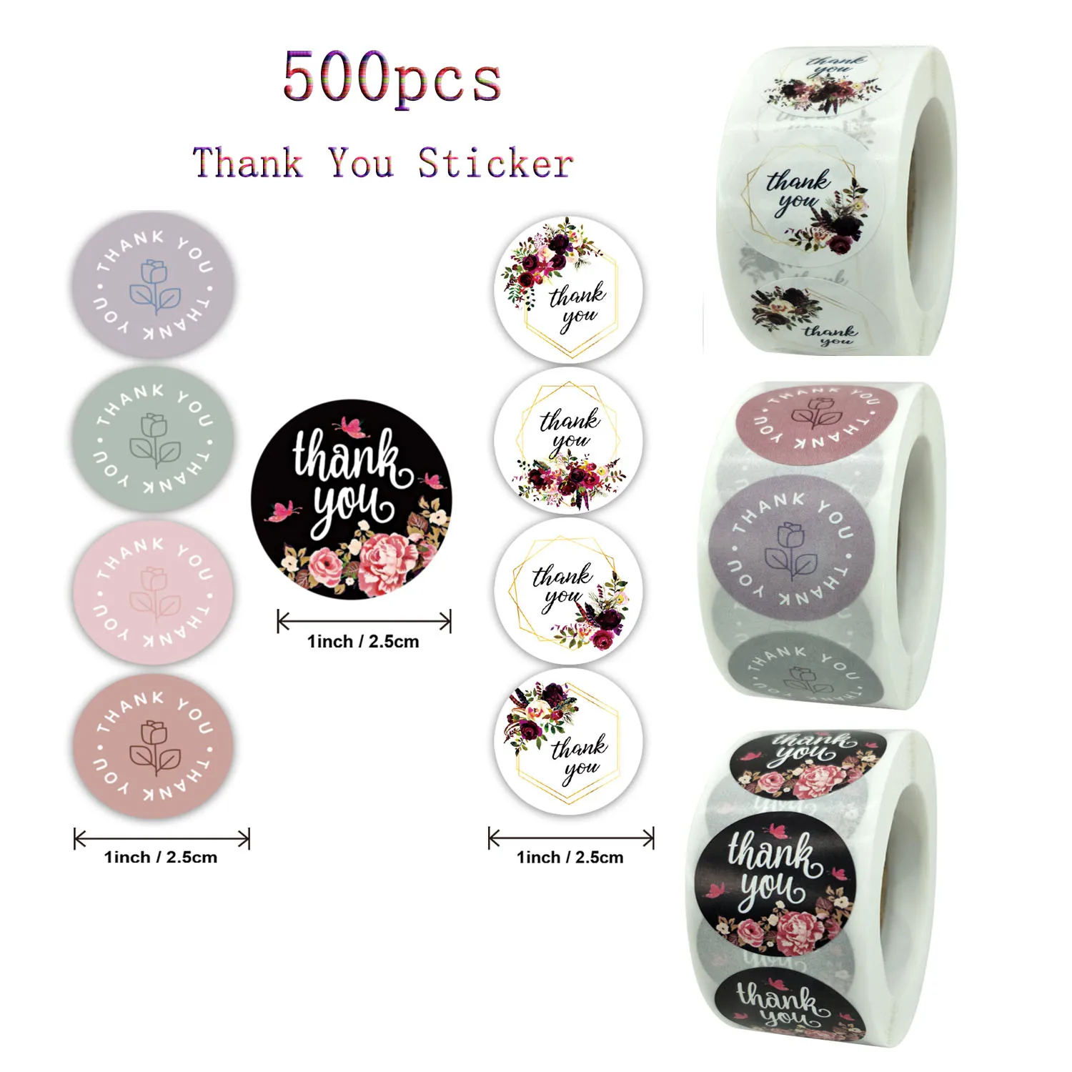 

Qiduo 500pcs Paper Floral Thank You Stickers Seal Labels Scrapbooking For Gift Packaging Seals Handmade Stationery Sticker