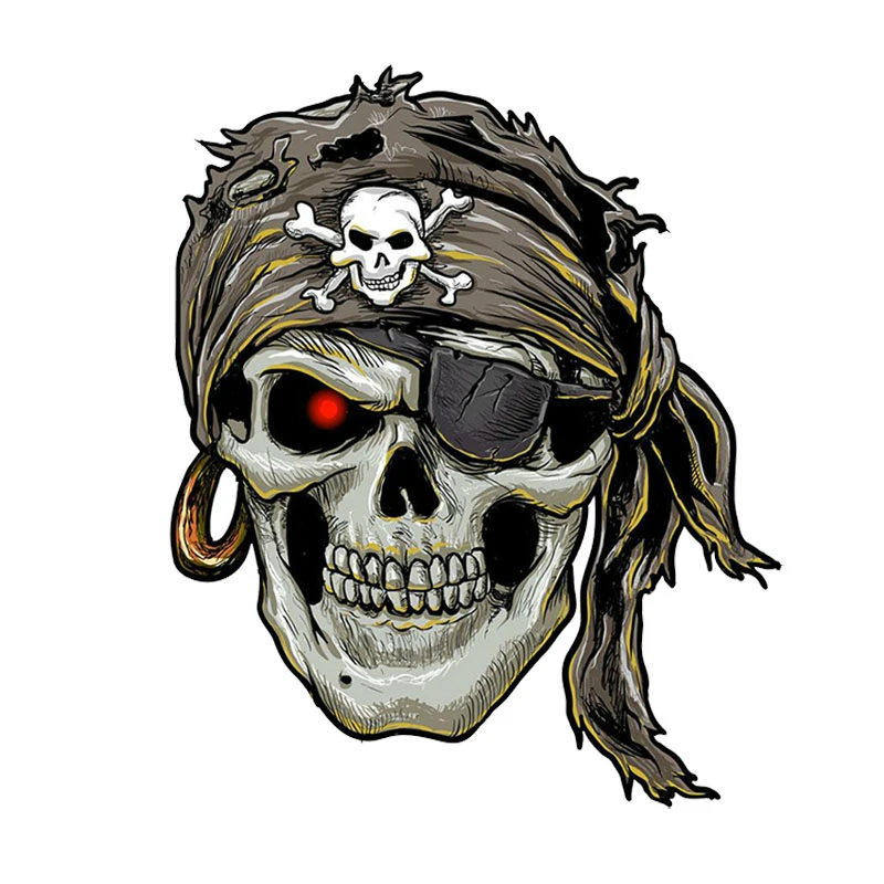

Car Sticker Stylish Pirate Skull One-eyed Funny Automobiles Motorcycles Exterior Accessories PVC Decals for BMW AUDI GTI Lada Vw