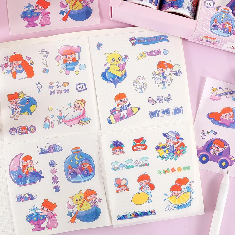 

Japanese Style Adhesive Tape Sticker Set DIY Notebook Kids Gift Girl Decorative Stickers