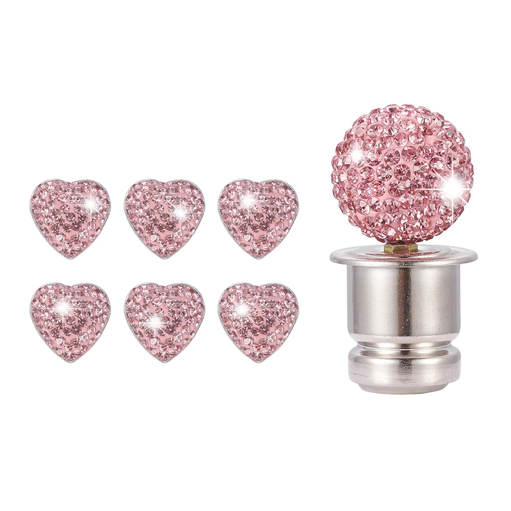 

12V Shiny Rhinestones Car Cigarette Lighter & Heat Shaped Stickers Decals Automobile Accessories Set
