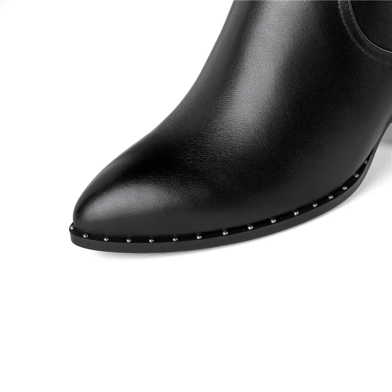 MORAZORA New arrive hot sale genuine leather women boots black color buckle winter keep warm knee high boots big size 34-42