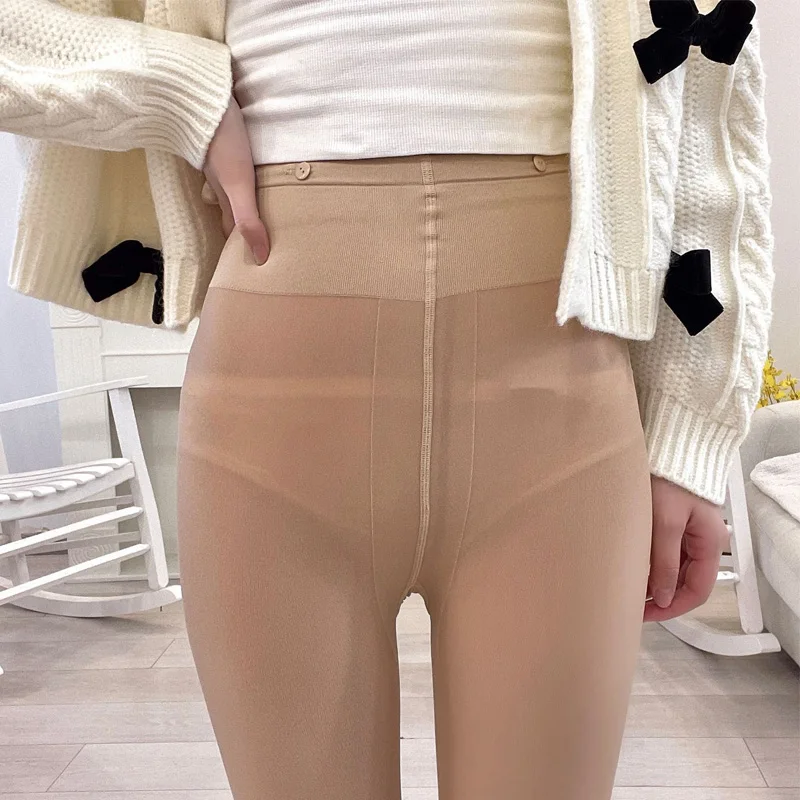 Колготки флисовые теплые зимние колготки с высокой талией пуговицами тонкие |