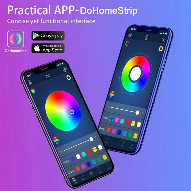 Светодиодная лента USB Bluetooth управление через приложение 5050 RGB смарт-лампа на