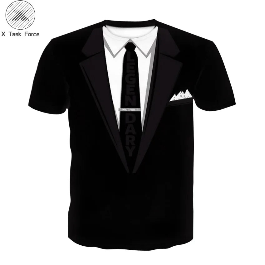 Забавные футболки для мальчиков и девочек с 3D принтом имитацией галстука Детская