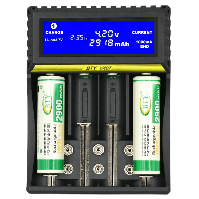 BTY-V407 зарядное устройство Li-Ion Li-fe Ni-MH Ni-CD умное быстрое для 18650 26650 6F22 9V AA AAA 16340 14500 |