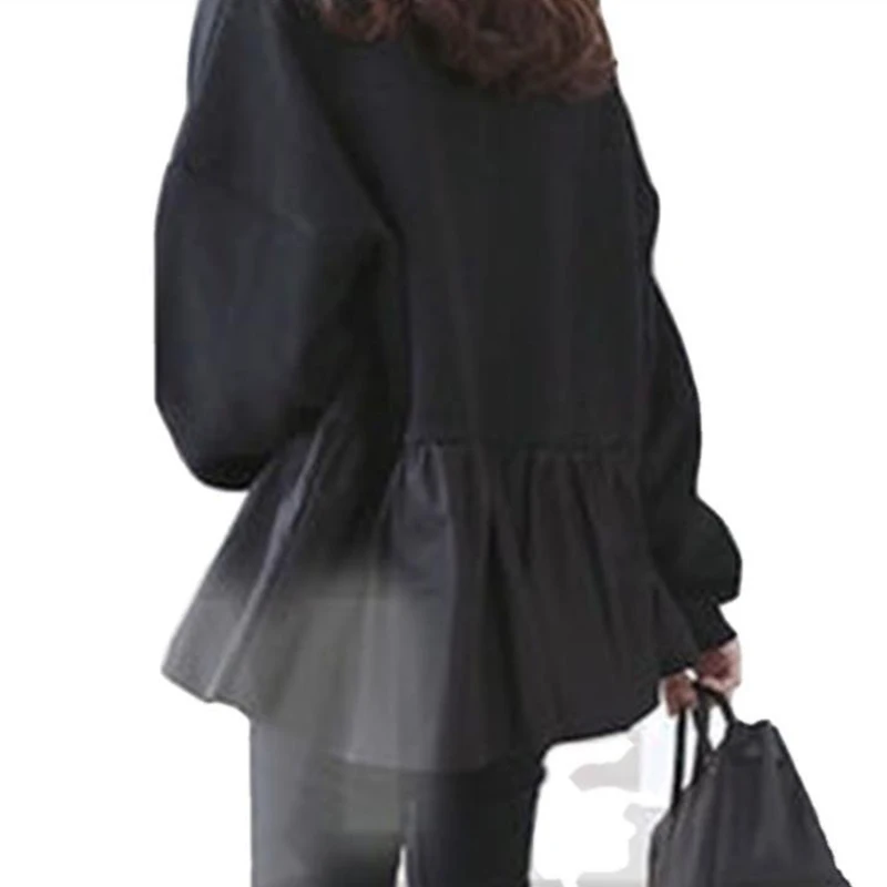 

Fashion Casual Oversized Thick Hoodie Long Sleeve Ladies Fleece Patchwork Sweatshirt O-neck Puffy Winter Comfy Pullover