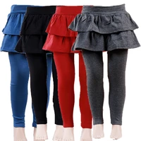 kids toddler baby girl clothes fashion autumn winter solid color layered skirted legging pantskirt warm culottes for 2 8y