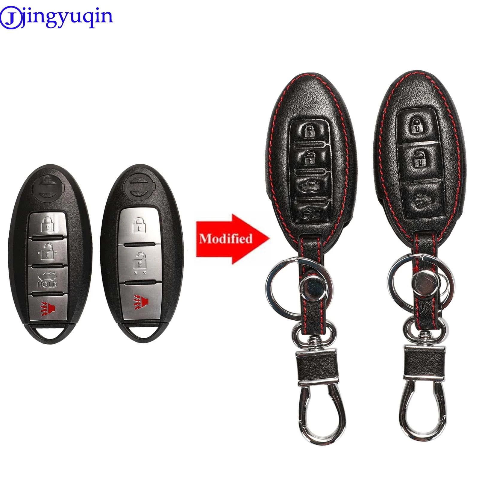 Кожаный чехол для ключа с дистанционным управлением jingyuqin 3/4 nissan Qashqai J11 x-trail T31 T32