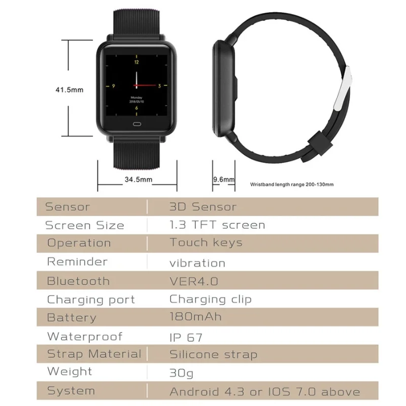 

Men and Women SmartWatch Blood Pressure Heart Rate Monitor Fitness Tracker Information Push IP67 Waterproof Sports Smart Watch