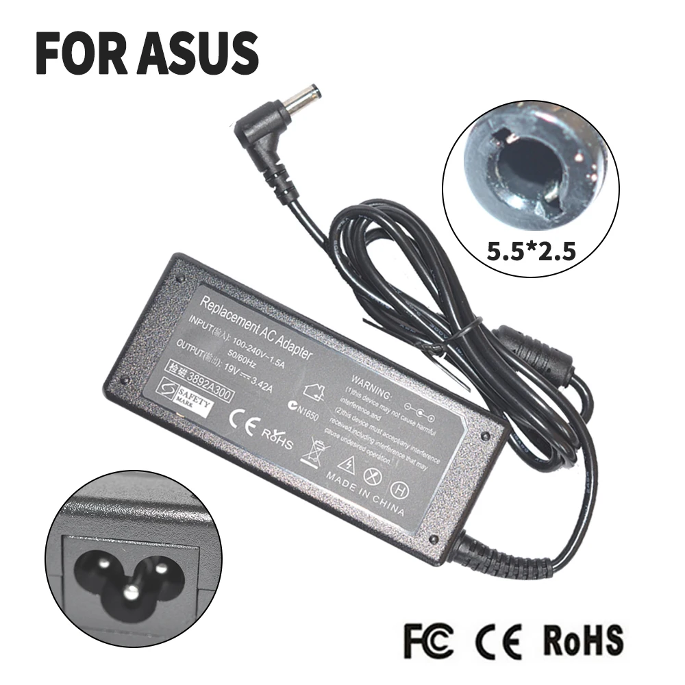 19V 3.42A 5 5*2 мм 90 Вт Замена адаптер для Lenovo ForToshiba ASUS PA5035U 1ACA ADP 90SB U3 S5 W3 W7 k50ab k61ic x53t|u3 usb|s5