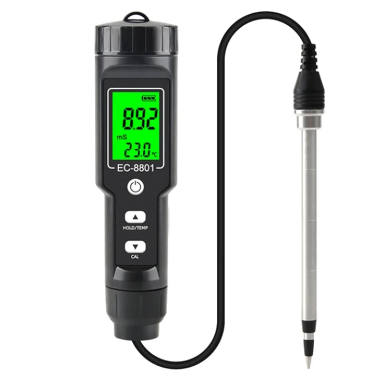 

EC/Temperature Soil Tester Meter Measurement Backlit Display Removable Electrode Waterproof Test Planting,EC-8801BB