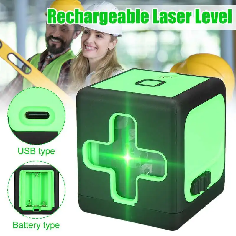 

2 Lines Mini Green Laser Level Vertical & Horizontal Cross Line Super Powerful Laser Beam Line With/Without Lithium Battery