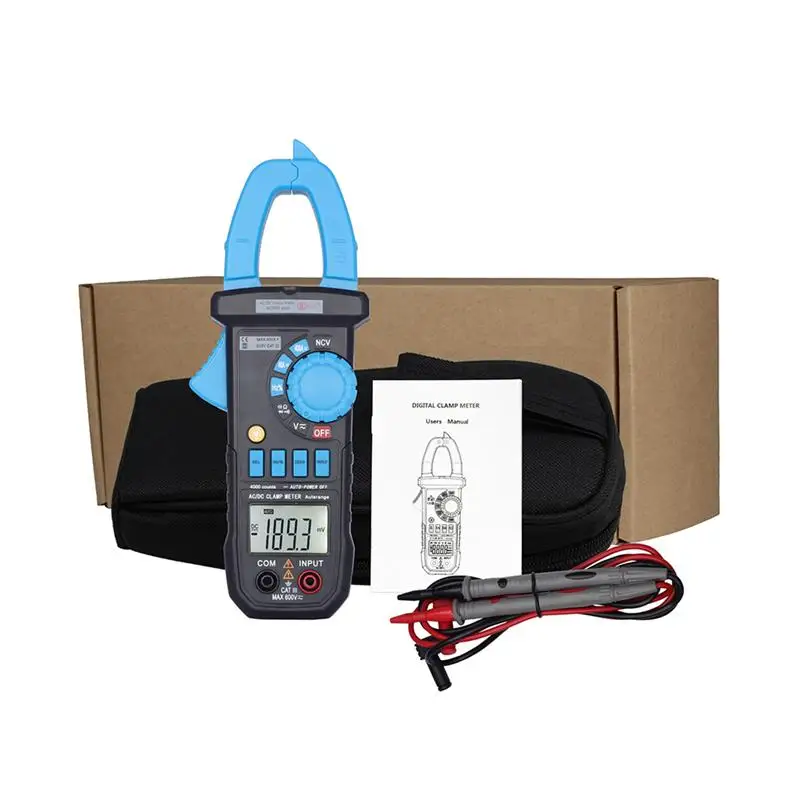 

BSIDE DC AC Digital Clamp Meter 400A Current Ammeter Multimeter Capacitance NCV Ohm Resistance Tester with LCD Display