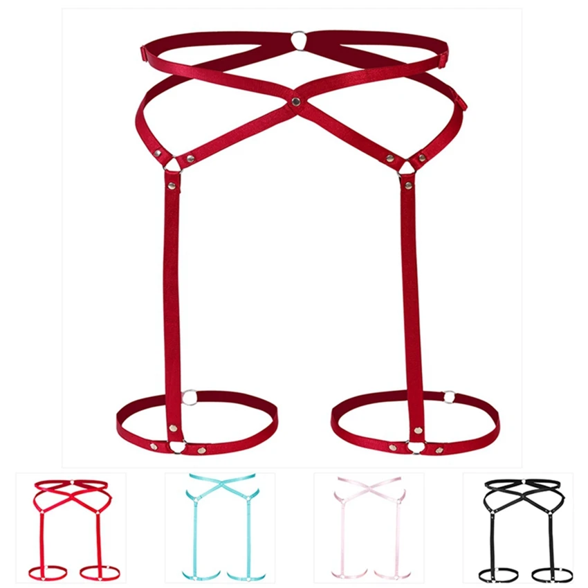 Подвязки для ног с высокой талией в стиле панк фетиш винно красный портупея