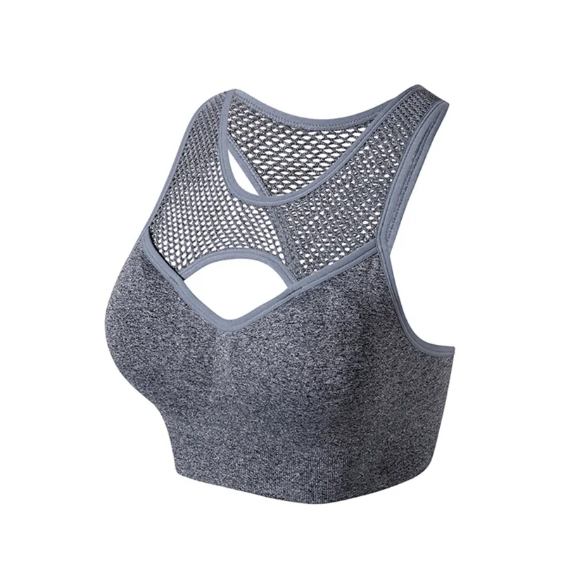 Women Lingerie Breathable Quick Dry Sport Bra Mesh Hollow Out Shockproof Push Up Yoga Bras or Fitness Running Gym Vest Top | Спорт и