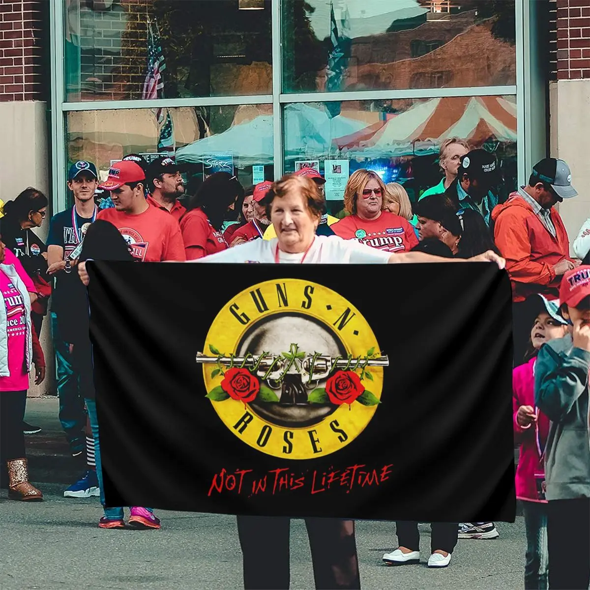 Bandera oficial de Guns N Roses no In This Lifetime Tour, ciudad del desierto, guerra Civil