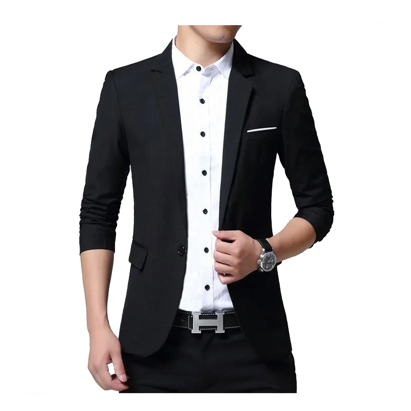 

Мужской повседневный костюм-пиджак MOGU, однотонный пиджак на одной пуговице с украшением в западном стиле, Корейская версия для мужчин, 2019