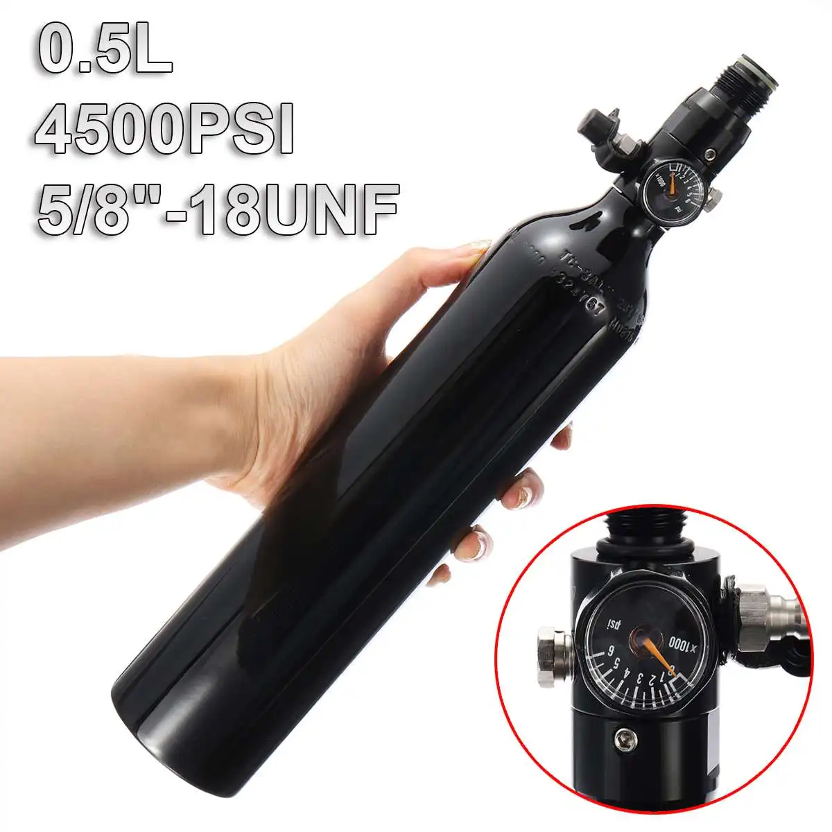 

0.5L 4500psi/30MPA Paintball PCP Diving Mountaineering Air Tank Cylinder HPA High Compressed Air Bottle With Regulator