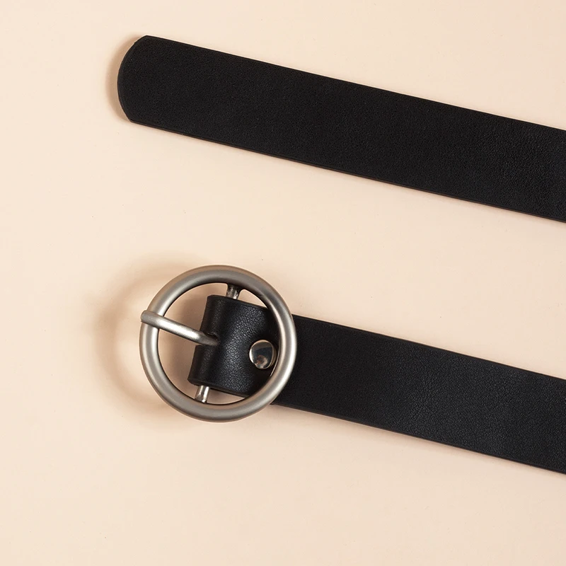 

Fashion leather belt for casual pants jeans Double ring pearl buckle ladies belt dress white ladies belt all-match belt