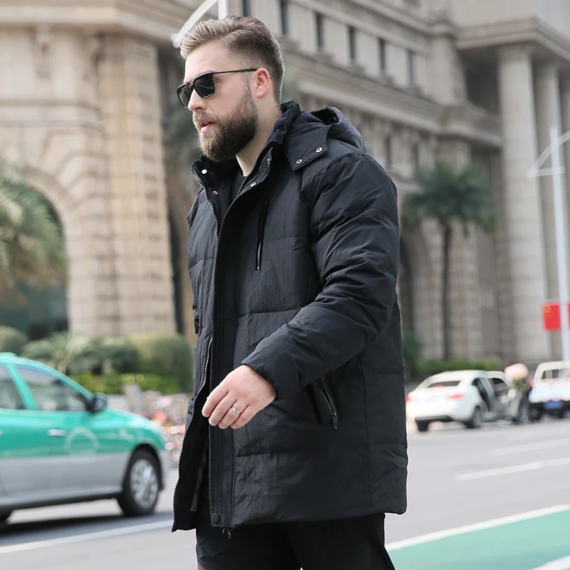 men's winter duck down overcoat with a hood hat loose puffy parkas jacket for male black green plus oversize xxxxxxxxxxl 10xl