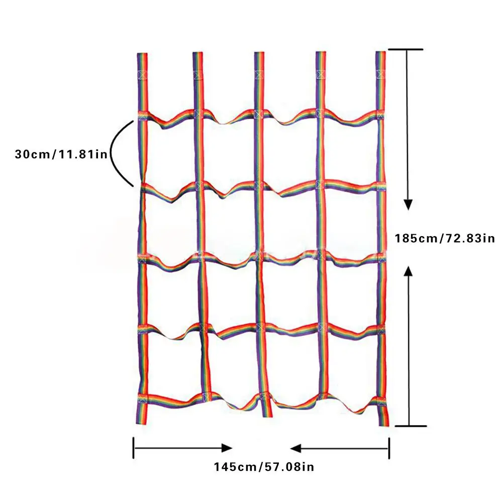 

250kg Outdoor Children Climbing Net Rainbow Ribbon Net Physical Training Climbing Net Child Playground Swing Hanging Step Ladder