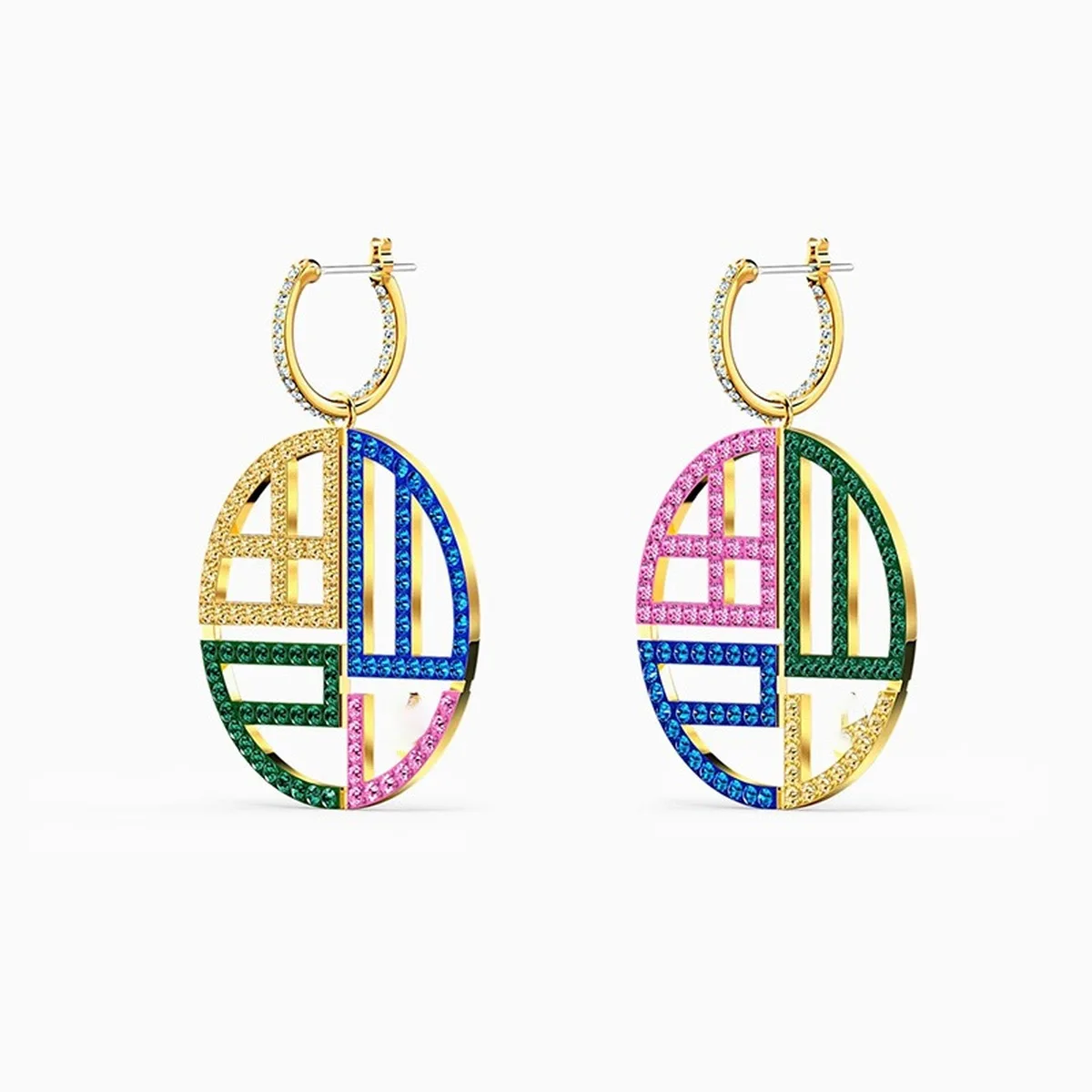 

2020 Fashion Jewelry Swa1: 1 Exquisite Quanfu Perforated Earrings, Dark Multicolor, Red, Party Charm Birthday Gift
