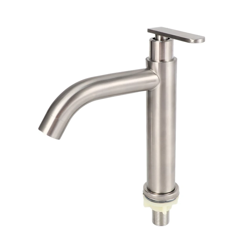 

Basin Faucet Deck Mounted Kitchen Single Cold Toilet Wash Stainless Steel Useful Sink Handle Modern Mixer Water Tap Bathroom