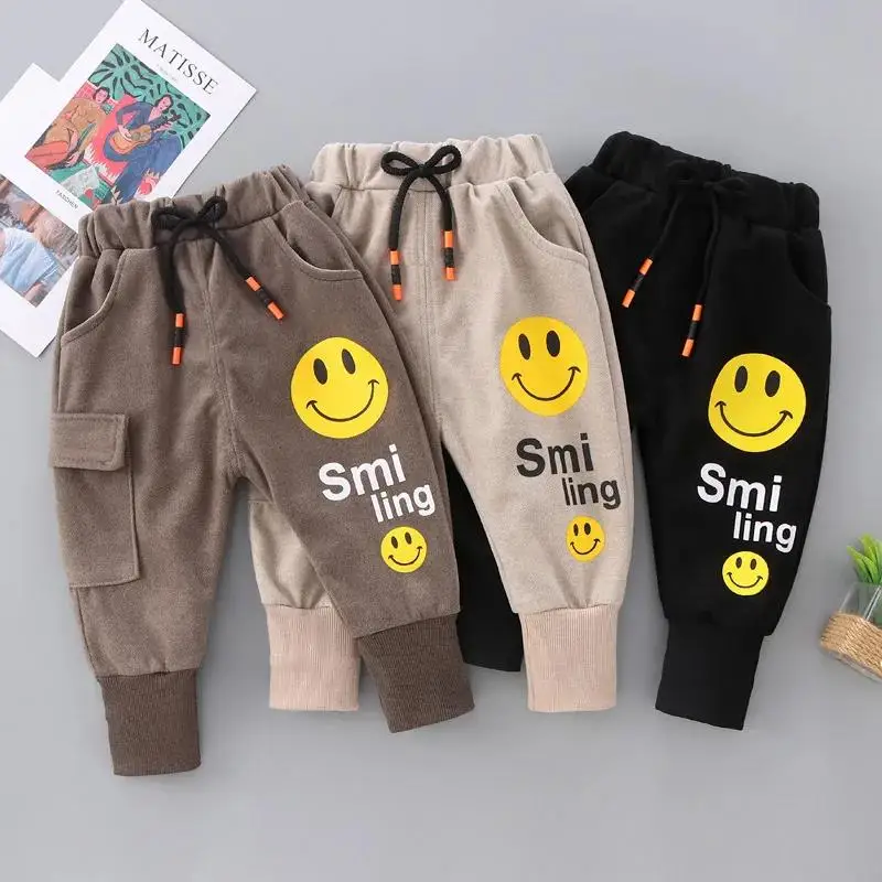 

Kids Boys Pencil Pants Children's Baby Trousers 2021 Spring Autumn New Trend Korean Smiley Casual Leggings