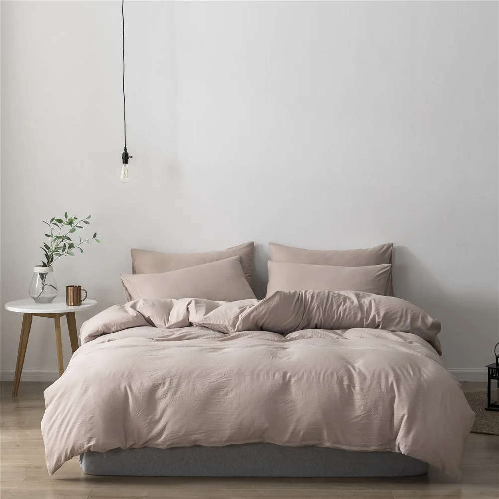 Fashion Japanese Style Comforter Bedding Set Simple Pink Blue King Queen Full Single Size Bed Linen Duvet Cover Sheet Pillowcase | Дом и сад