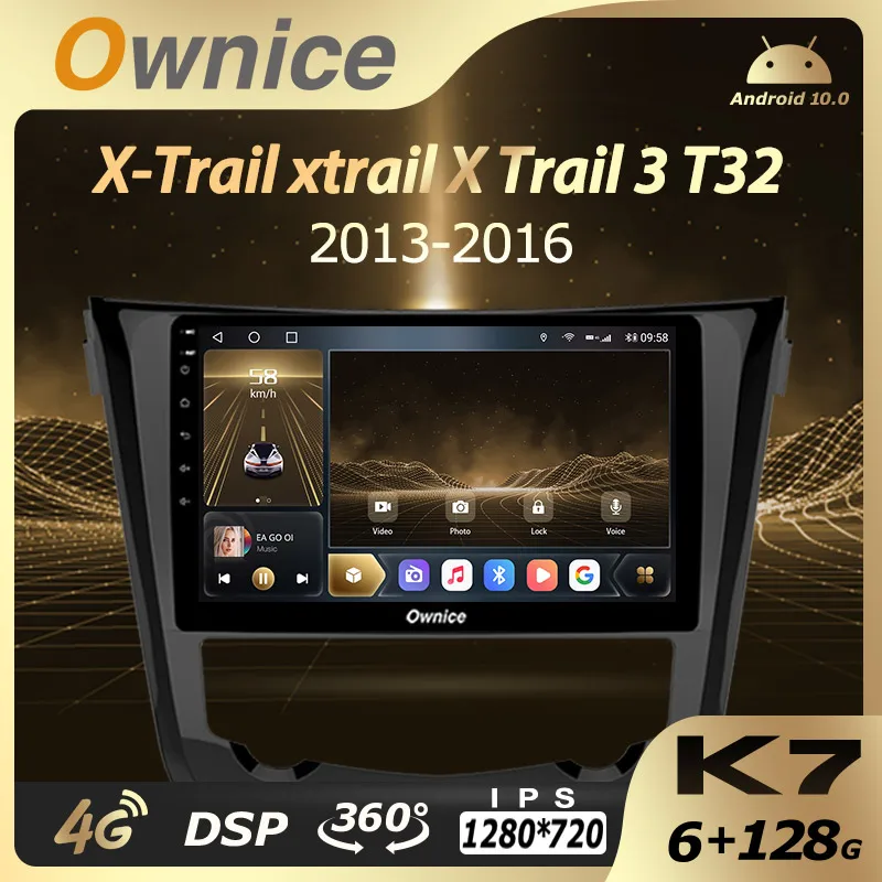 

Автомагнитола K7 Ownice, стерео-система на Android 10,0, 6 Гб/128 ГБ, с панорамой 360, для Nissan X-Trail, xtrail 3, T32, 2013-2016, GPS, 4G, LTE