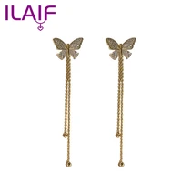 new long fringed butterfly pendant earrings gold 2021 womens earrings summer jewelry girls party new year gifts