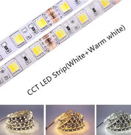 5050 CCT Светодиодные ленты 5 м 2835 5730 5050 5054 RGB CCT RGBCCT RGBW/RGBWW теплый белый 60/120/240/480 светодиодный 4in1 12V 24V ленты светильник полосы Гибкие - Испускаемый цвет: 5050 CCT