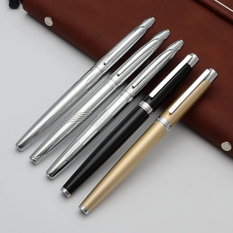 

Luxury Steel Fountain Pen 0.5mm F Nib Metal Inking Pen For Writing Signing Pen Ink Pens Simple Business Gift pluma estilográfica