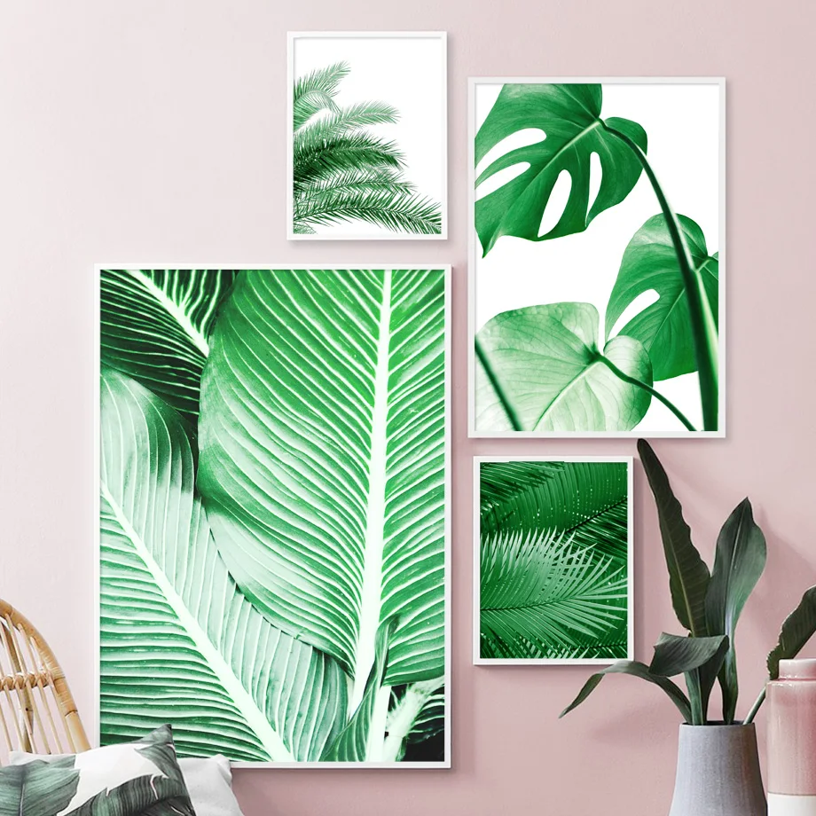 

Coconut Palm Monstera Leaf Wall Art Print Canvas Painting Nordic Canvas Poster And Prints Wall Pictures For Living Room Decor
