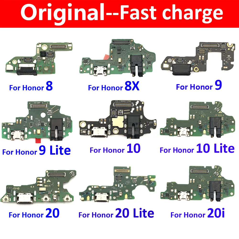 

100% Original USB Charge Port Jack Dock Connector Charging Board Flex Cable For Huawei Honor 8 9 Lite 10 20 Pro 20i 5C 5X 8X Max