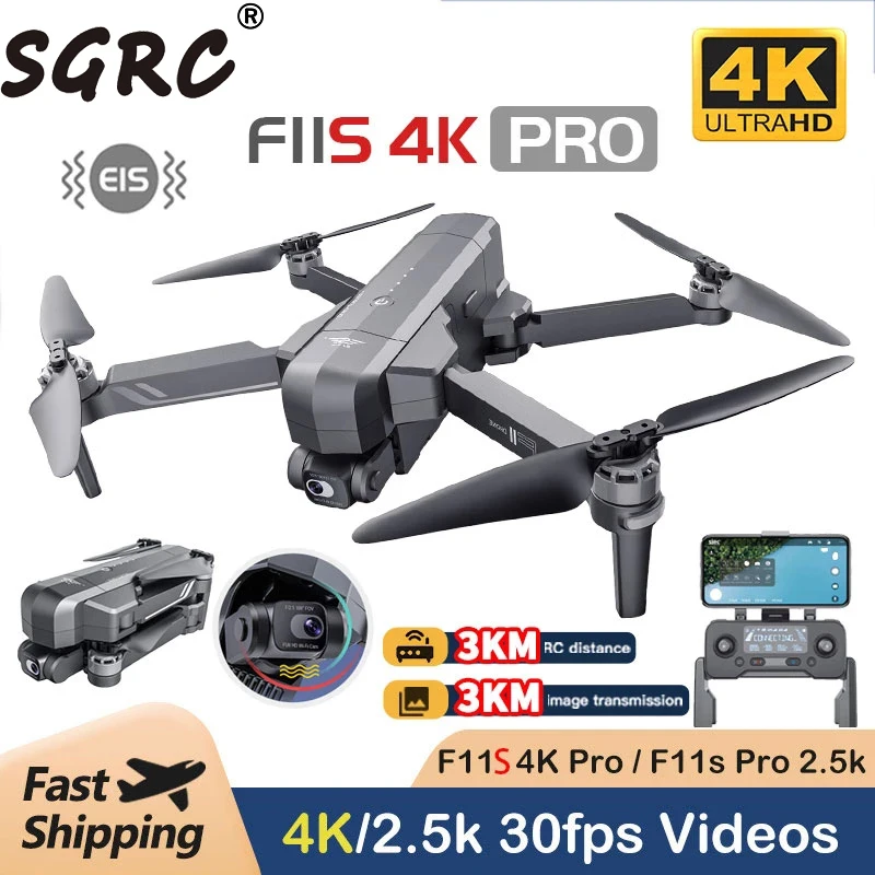 

SGRC F11S 4K PRO 3KM GPS Drone With EIS FPV 4K HD Camera Two-axis Anti-Shake Gimbal F11 Brushless Quadcopter Vs SG906 Max Dron