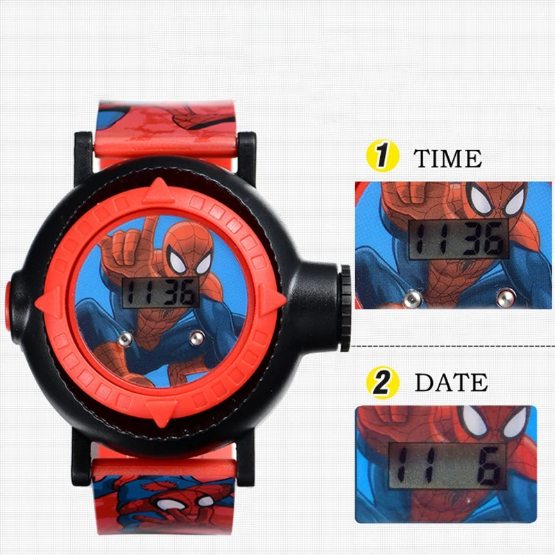 Original MARVEL Spider man projection LED digital children cool cartoon Watch Best kids birthday gift Disney 81018 good time toy toys toys toys